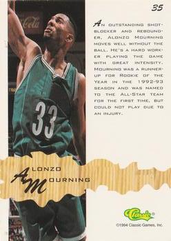 1994-95 Classic Assets #35 Alonzo Mourning Back