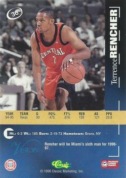 1996 Classic Visions #36 Terrence Rencher Back