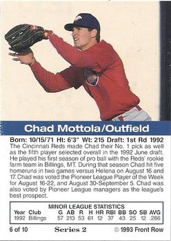 1993 Front Row Gold Collection Series 2 #6 Chad Mottola Back