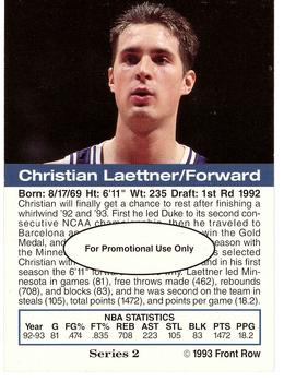 1993 Front Row Gold Collection Series 2 #NNO Christian Laettner Back