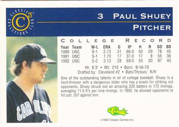 1992-93 Classic C3 #3 Paul Shuey Back