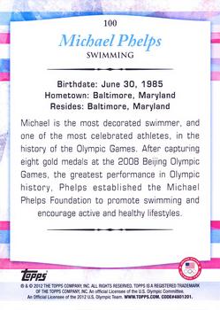 2012 Topps U.S. Olympic Team & Hopefuls #100 Michael Phelps Back