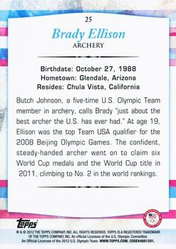2012 Topps U.S. Olympic Team & Hopefuls #25 Brady Ellison Back