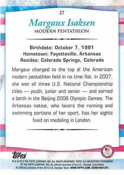 2012 Topps U.S. Olympic Team & Hopefuls #27 Margaux Isaksen Back