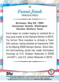 2012 Topps U.S. Olympic Team & Hopefuls #42 Funmi Jimoh Back
