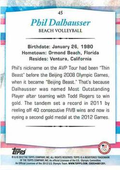 2012 Topps U.S. Olympic Team & Hopefuls #45 Phil Dalhausser Back