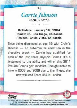 2012 Topps U.S. Olympic Team & Hopefuls #74 Carrie Johnson Back