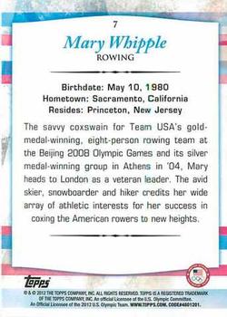 2012 Topps U.S. Olympic Team & Hopefuls #7 Mary Whipple Back