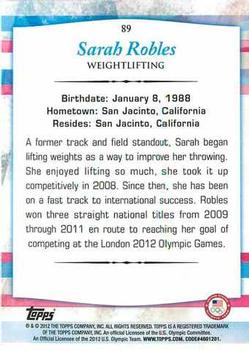 2012 Topps U.S. Olympic Team & Hopefuls #89 Sarah Robles Back