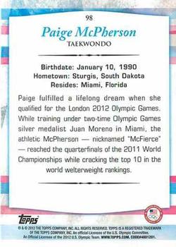 2012 Topps U.S. Olympic Team & Hopefuls #98 Paige McPherson Back