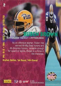 1995 Signature Rookies Tetrad - Autographs #2 Ruben Brown Back