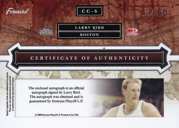 2008 Donruss Sports Legends - Certified Cuts #CC-6 Larry Bird Back