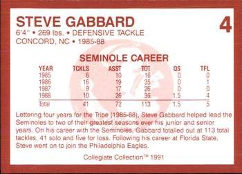 1990-91 Collegiate Collection Florida State Seminoles #4 Steve Gabbard Back