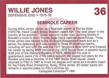 1990-91 Collegiate Collection Florida State Seminoles #36 Willie Jones Back