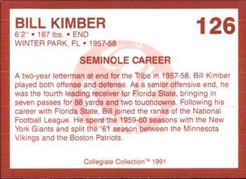 1990-91 Collegiate Collection Florida State Seminoles #126 Bill Kimber Back