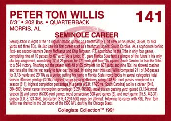 1990-91 Collegiate Collection Florida State Seminoles #141 Peter Tom Willis Back