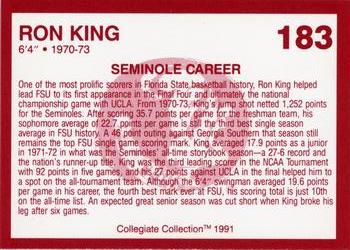 1990-91 Collegiate Collection Florida State Seminoles #183 Ron King Back