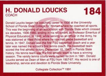 1990-91 Collegiate Collection Florida State Seminoles #184 H. Donald Loucks Back