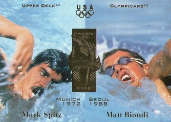 1996 Upper Deck USA Olympicards #130 Mark Spitz / Matt Biondi Front