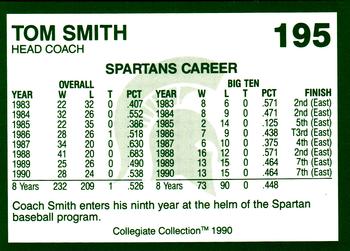 1990 Collegiate Collection Michigan State Spartans #195 Tom Smith Back