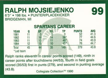 1990 Collegiate Collection Michigan State Spartans #99 Ralf Mojsiejenko Back
