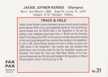 1993 Fax Pax World of Sport #31 Jackie Joyner-Kersee Back