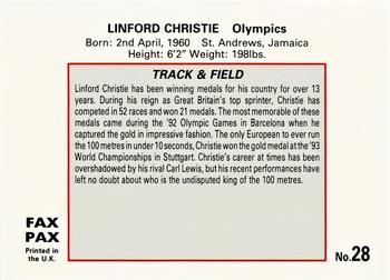 1993 Fax Pax World of Sport #28 Linford Christie Back