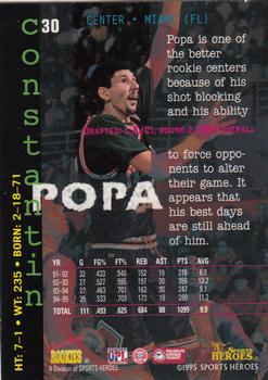 1995 Signature Rookies Fame and Fortune #30 Constantin Popa Back
