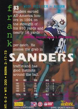 1995 Signature Rookies Fame and Fortune #83 Frank Sanders Back