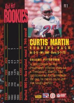 1995 Signature Rookies Fame and Fortune - Red Hot Rookies #R1 Curtis Martin Back