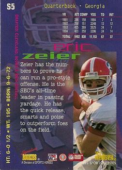 1995 Signature Rookies Fame and Fortune - Star Squad #S5 Eric Zeier Back