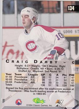 1994 Classic Four Sport - Gold #134 Craig Darby Back