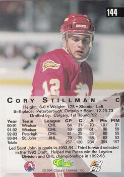 1994 Classic Four Sport - Gold #144 Cory Stillman Back