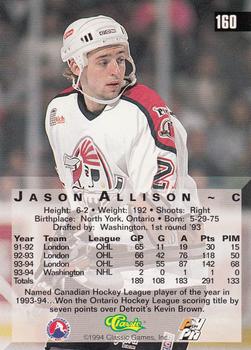 1994 Classic Four Sport - Gold #160 Jason Allison Back