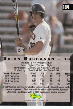 1994 Classic Four Sport - Gold #184 Brian Buchanan Back