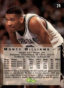 1994 Classic Four Sport - Gold #24 Monty Williams Back