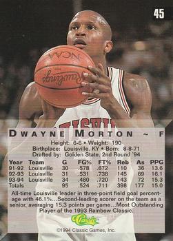 1994 Classic Four Sport - Gold #45 Dwayne Morton Back