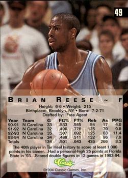 1994 Classic Four Sport - Gold #49 Brian Reese Back