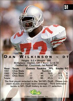 1994 Classic Four Sport - Gold #51 Dan Wilkinson Back