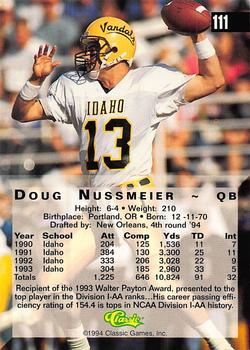 1994 Classic Four Sport - Gold #111 Doug Nussmeier Back