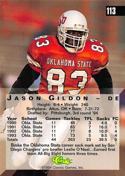 1994 Classic Four Sport - Gold #113 Jason Gildon Back
