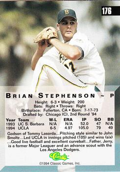 1994 Classic Four Sport - Gold #176 Brian Stephenson Back