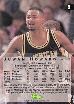 1994 Classic Four Sport - Gold #5 Juwan Howard Back