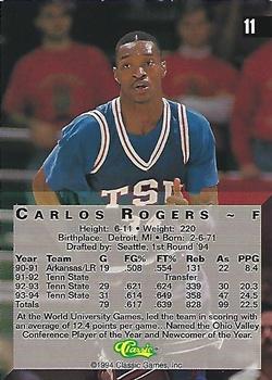 1994 Classic Four Sport - Printer's Proofs #11 Carlos Rogers Back
