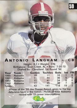 1994 Classic Four Sport - Printer's Proofs #59 Antonio Langham Back