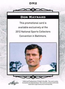2012 Leaf National Convention #DM2 Don Maynard Back