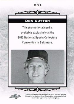 2012 Leaf National Convention #DS1 Don Sutton Back