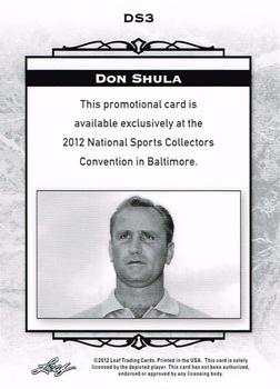 2012 Leaf National Convention #DS3 Don Shula Back