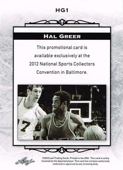 2012 Leaf National Convention #HG1 Hal Greer Back