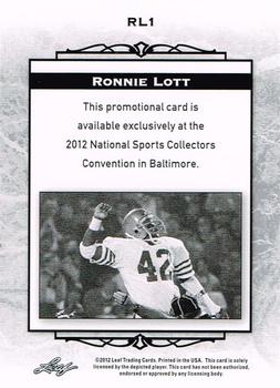 2012 Leaf National Convention #RL1 Ronnie Lott Back